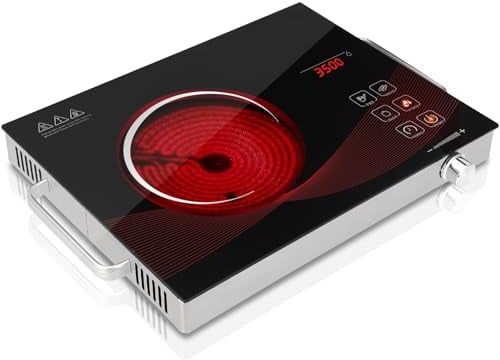 GRACEALL 3500W Portable Electric Infrared Hot Plate for Cooking, Single Burner Countertop Hob, Electric Hob, Touch Control and Button Control.