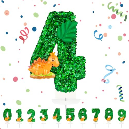 Geburtstagskerzen Zahlen, Dinosaurier Geburtstag Kerzen 4, Zahlenförmige Kerze, 3D Tortendeko, kuchen Dekoration für Geburtstag Party, Hochzeiten, Firmenfeiern, Jubiläen, Birthday Candle Nummer