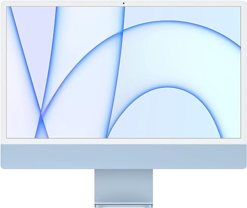 2021 Apple iMac mit Apple M1 Chip mit 8-core GPU (24-Zoll, 512GB SSD Kapazität) (QWERTY Italian) Blå (Generalüberholt)
