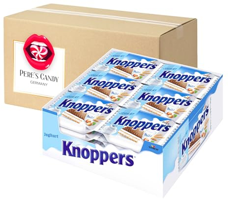 Pere's Candy Bundle für Knoppers Joghurt Waffelschnitten 24er x 25g Joghurt -und Nougatcremefüllung + Pere's Candy Notepad DIN A7-25 Blatt
