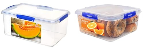 Sistema KLIP IT Food Storage Container | 9.6 L | Stackable & Airtight Fridge/Freezer Food Box & KLIP IT PLUS Food Storage Container | 5.5 L Square | Stackable & Airtight Fridge/Freezer