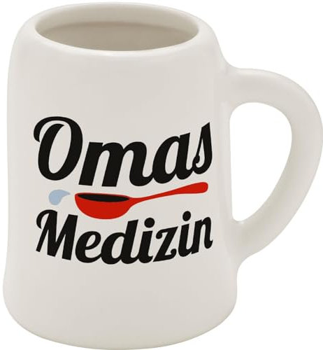 GRUSS & CO Schnapskrug mit Motiv Oma | New Bone China, 5 cl, Mini-Krug mit Spruch | Lustiges Geschenk, Party, Männergeschenk | 73835