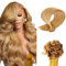 Saisifen Keratin Nail Tip Hair Extensions for Women 27# Honey Blonde Real Human Hair U-tip Hair Extension 50g 100 Strands 18 Inch(45cm)