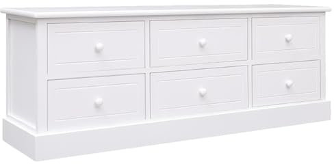 Iiaky Mobile Porta TV Bianco 108x30x40 cm in Legno di Paulonia,Mobile TV Mobile Porta Televisore,Mobiletto Industriale Tavolino Basso Vintage Console per Salotto