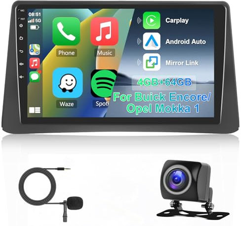 Hodozzy 8 Core 4G+64G Android Autoradio für Buick Encore 2013-2015/Opel Mokka 1 2012-2016,9 Zoll IPS Touchscreen Navi mit Carplay Android Auto,2 DIN Radio Bluetooth DSP WiFi FM RDS Rückfahrkamera
