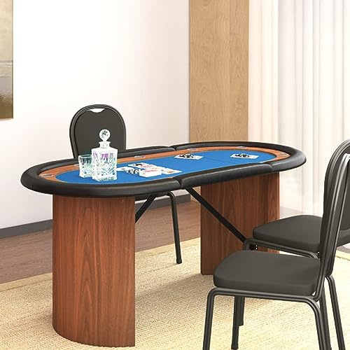 ShGaxin Pokertisch 10 Spieler Blau 160x80x75 cm, Poker Table, Spieltisch, Blackjack, Poker Tisch, Roulette Tisch, Deko Casino Poker