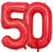 Vthoviwa 40 Zoll/18 Farbens Luftballon Zahlen 50 Rot, Luftballon 50. Geburtstag Foil Ballon, 0-90 Folienballon 50 Party Dekoration Helium Unterstützen