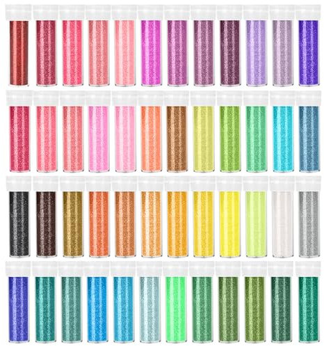 GIBOHOM Purpurina Polvo, 48 Colores para Glitter Maquillaje de Resina Epoxi, Fina Purpurina Manualidades para Arte de Uñas, Maquillaje, Peluquería, Fiesta DIY Hecho a Mano Decoración (5 g/pcs)