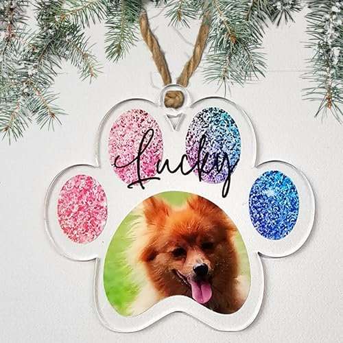 Personalised Photo Christmas Decoration - Customisable Bauble for Pet Lovers, Heartwarming Keepsake for the for Christmas (Rainbow, Acrylic Indoor & Outdoor Use 10cm x 9cm)