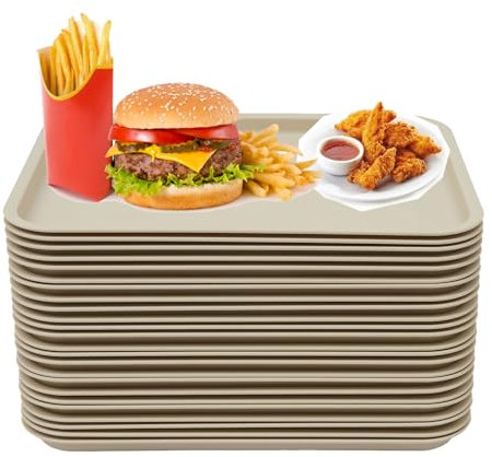 24 bandejas pequeñas bandejas bandejas bandeja pequeña bandeja de plástico rectangular bandeja de comida rápida bandeja de plástico para café restaurante (caqui)