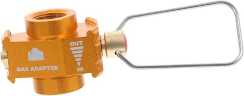 NOURIS Tank Adapter, Flat Can Adapter Gas Canister Converter Camping Stove Adapter Hiking Fuel Adapter Backpacking Fuel Canister Refill Charging Adaptor Gas Tank Input Connector Copper Golden