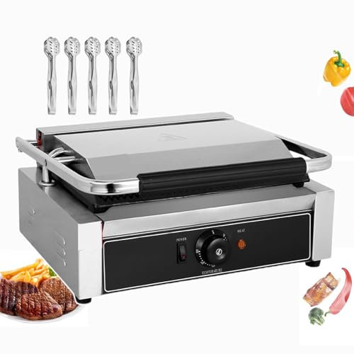 forplubossmmp Deep Fill Toastie Maker, Commercial Sandwich Toaster & Grill, 1800W, Stainless Steel, Grooved Grill Design