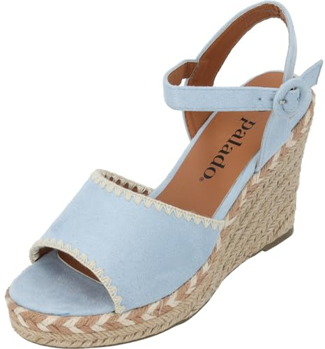 Palado Damen Keilsandaletten Basinos - elegante Sandalen mit Keilabsatz - modische Sommerschuhe - bequeme Wedges Hellblau UK8 - EU41