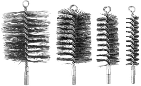 Laroal Pack Of 4 Stove Pipe Brush Made Of Steel Wire Boiler Brush Fireplace Cleaner Round Stove Pipe Brush For Stove Pipe Chimney Cleaning 30/50/80/100mm