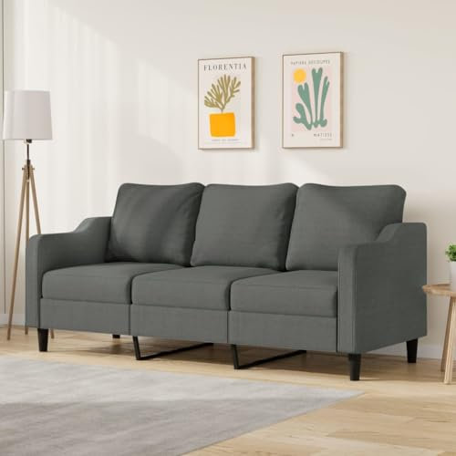 qohoio 3-Sitzer-Sofa Wohnzimmer Sofa Sitzecke Wohnzimmer Sofa Couch Sitzecke Dunkelgrau 180 cm Stoff - 359368