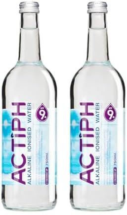 Alkaline Ionised Spring Water pH9+ (12x 750ml) Purified with Electrolytes Clean and Smooth Taste ACTIPH Water Glass Collection (Pack of 2)