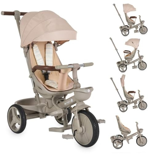 Byox Dreirad Tricycle Fusion verstellbar PU-Reifen drehbarer Sitz Schiebestange beige