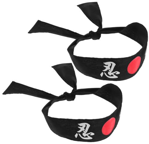 Hachimaki Stirnband Schwarz 2 Stück aus Baumwollstoff für Karate