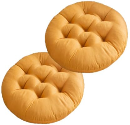 Mozzeilee Coussin de chaise rond doux pour intérieur et extérieur - 40 x 40 cm - Pour fauteuils, jardin, canapé en rotin - Pour chambre à coucher, sol, camping (jaune, 2 pièces)
