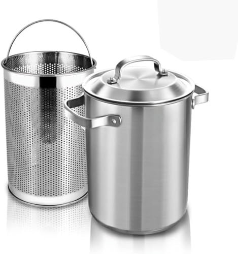 Spargeltopf 304 Edelstahl Spargel Gemüsedämpfer Nudelkocher Pommes Frites Topf mit Siebkorb und Deckel Gas Elektro Induktion Spülmaschinenfest