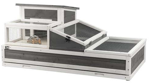 KCT Wooden Tortoise House 2 Layer 3 Room Openable Roof Balcony Activity Run Enclosure