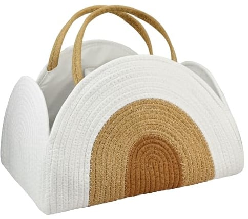 Baby Windel Caddy Organizer - Tragbarer Wickelorganizer mit Fächern und Griffen, Wickelkorb Baby, Windel Organizer, Wickelkorb Veranstalter, Wickeltasche Geschenke für Neugeborene (Lehm Regenboge)
