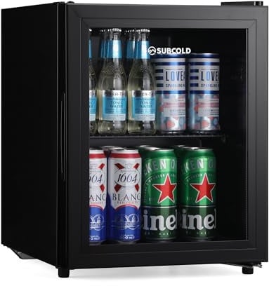 Subcold Cave35 Mini Refrigerator 35L with Glass Door and LED Light | Compact Refrigerator for Bedrooms, Gaming Rooms, Man Caves, Offices & Home Bars – Energy Efficient