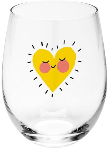 Sheepworld Trinkglas mit Motiv Herzen | Wasserglas in bauchiger Form, mit farbigem Motivdruck, 60 cl, Höhe 12,2 cm, Durchmesser 9,2 cm | Geschenk zum Geburtstag, Valentinstag, Ostern |74867
