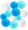 Wartoon Seidenpapier Pompons Blumen Ball Dekorpapier Kit für Geburtstag, Hochzeit, Baby Dusche, Parteien, Hauptdekorationen, Partei Dekoration - 12 Stück (Blau, Himmel blau und weiß)