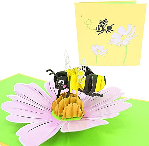 PopLife Honey Bee 3D Pop Up Mother’s Day Card - Gardener’s Birthday, Happy Anniversary, Valentine's Day, Congratulations, Get Well Soon - for Wife, Mom, Grandma, Friend, Daughter, Sister