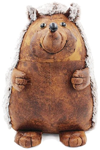 Home Office Distressed Leather Cute Plush Look Animal Novelty Weighted Door Stop Doorstopper Decor Ornament Decorative Birthday Christmas Idea Gift Heavy Weight Forest Hedgehog