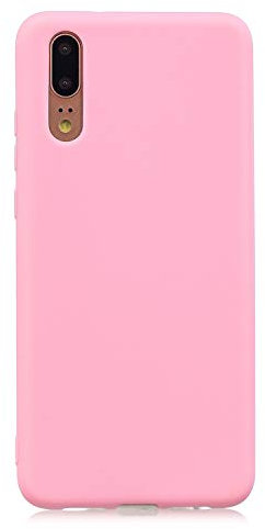 cuzz Cover per Huawei P20 Pro+(1 pezzi proteggi schermo in vetro temperato) tinta unita premium flessibile in silicone TPU custodia sottile ultra leggera antiscivolo anti-shock custodia (rosa scuro)