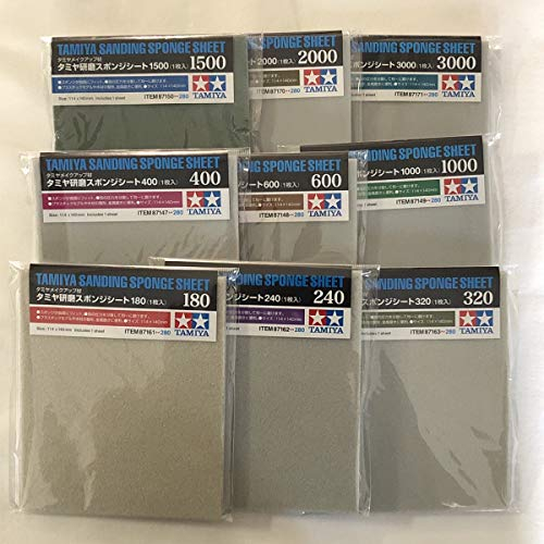 TAMIYA Schleifschwamm Set von 9 (#180, #240, #320, #400, #600, #1000, #1500, #2000, #3000)
