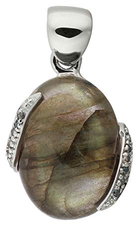 La Luna Anhänger echt Silber 925 Sterling rhodiniert mit Labradorit und Diamant