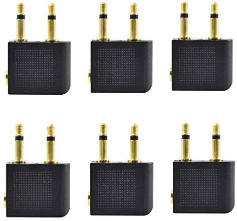 JZK 6 x Adaptateurs de Vol d'avion de Ligne Aérienne Adaptateurs de Vol de Ligne Aérienne pour Casque (Prise 3.5 mm plaquée Or)
