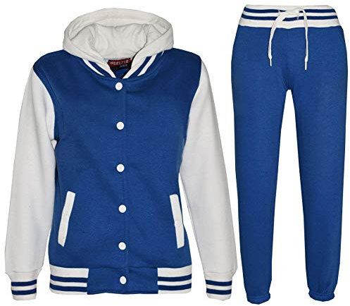 A2Z 4 Kids Tracksuit Girls Boys Baseball Plain Top Bottoms Jogging Running Suits - T.S B.B Plain Royal 5-6