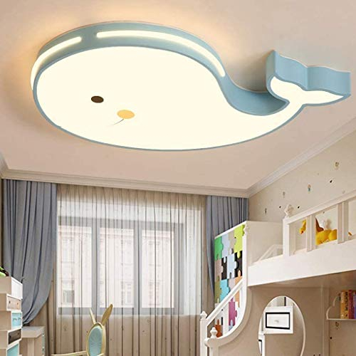 LONCHAN LED Modern Deckenleuchte Mit Innenbeleuchtung Delphinform Deckenlampe Junge Mädchen Baby Kinderzimmer Schlafzimmer Esszimmer Wohnzimmer Deckenlicht Kronleuchter,Blue/50cm/24w