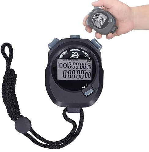 Digital Sport Stoppuhr Timer, Digitale Stoppuhr mit Großem Display, 1/100 Sekunde Handheld Chronograph Digital Uhren Stoppuhr, Multifunktions Stoppuhr mit 12/24-Stunden System, für Schiedsrichter set