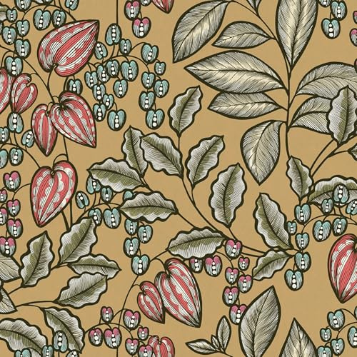 A.S. Création Architects Paper Blumentapete Floral Impression Tapete natürlich PVC-freie Vliestapete gelb grün rot blau matt glatt 377544 37754-4, 10.05 m x 0.53 m