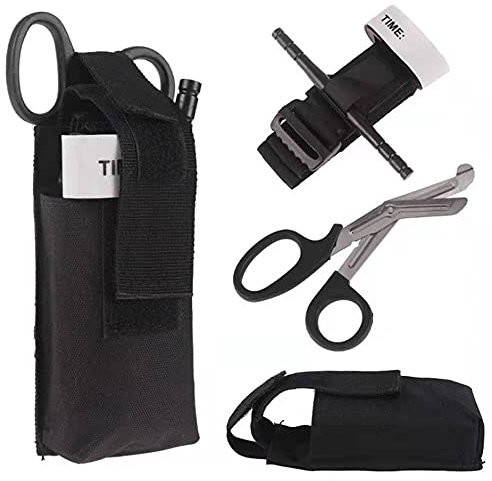 Feloyal Torniquete Bolsa Tactico EMT Tijeras Medicas Táctica Accesorios Kit de Emergencia de Caza y Senderismo, para Exteriores Emergencias Graves y el Control de la Pérdida de Sangre Senderismo