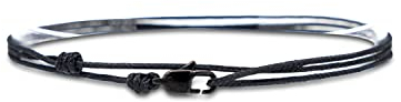 Made by Nami Dünnes Wickel-Fußband für Herren & Damen mit Karabiner-Haken Verschluss - Handmade Männer Fußkettchen - Surfer-Schmuck Herren-Schmuck - 100% Wasserfest & Verstellbar (All Black)