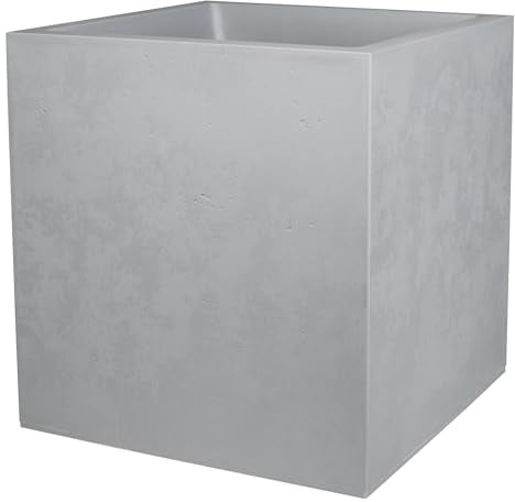 EDA - Maceta Cuadrada de 40 cm, 31 L, decoración de hormigón, Doble Pared, Zona de retención de Agua, 39,5 x 39,5 x 43,5 cm, Color Gris