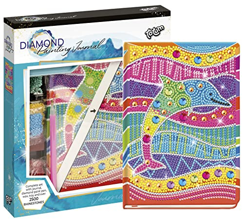 Totum Diamond Painting Journal: Diamantbastelset Notizbuch Delfin mit über 1500 Strasssteinen