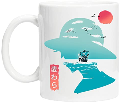 One Piece Luffy Good Day To Sail Tasse de Tasse Réutilisable en Verre Blanc Pour le café de thé Coffee Cup