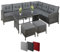 Montafox Poly Rattan Ecklounge 7 Personen Eckbank Tisch 2 Hocker Sitzkissen 5cm Gartengarnitur Grau Sitzgruppe Ecksofa Terrasse Sitzecke Eckgarnitur Garten Wintergarten, Farbe:Kieselstrand