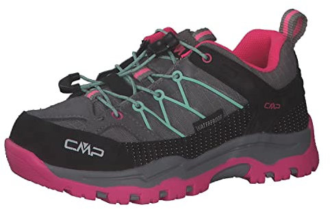 CMP Kids Rigel Low Trekking Shoes Wp Unisex Kinder Trekking-Schuhe, Zementgrau Fluo Pink Cemento Pink Fluo, 28 EU