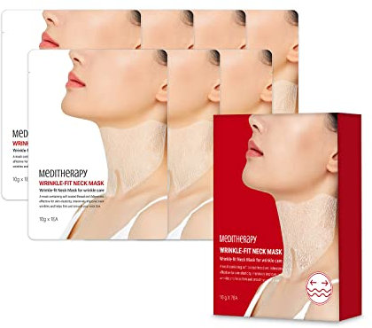 MEDITHERAPY Wrinkle-fit Mesh Sheet Neck Mask 7ea, Neck Wrinkle Patches, Collagen Treatment for Straffing, Firming, and Lifting, Anti-Falten Wrap, Line Remover