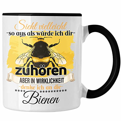 Trendation - Imker Geschenk Tasse Bienen Liebhaber Geschenkidee Lustiger Spruch (Schwarz)