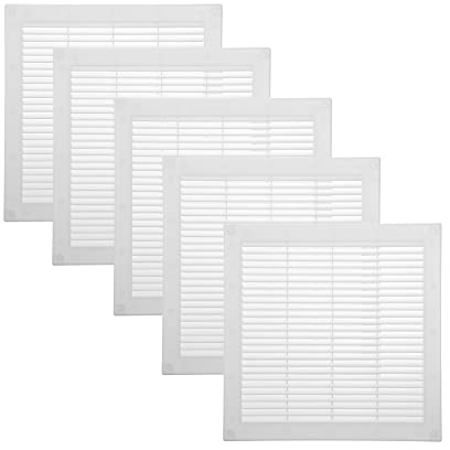 Vent Systems 300 x 300 mm - 5 Stück - Weiß Lüftungsabdeckung – Flache, Quadratische Lüftungsschlitze mit Fliegengitter – HVAC-Lüftungsöffnungen für Badezimmer, Heimbüro - Lüftungsgitter/Abdeckung