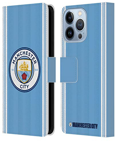 Head Case Designs Licenza Ufficiale Manchester City Man City FC Home Kit per Badge 2023/24 Custodia Portafoglio in Pelle Compatibile con Apple iPhone 13 PRO